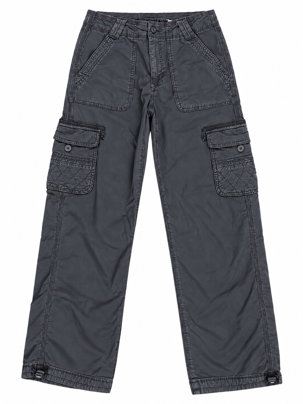 American Eagle Charcoal Gray Stretch Cargo Pants Size 0 Regular Y2K